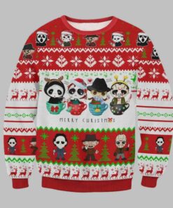 Horror Movie Cups Ugly Christmas Sweater