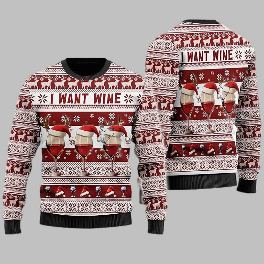 I Want Wine Ugly Christmas Sweater I Want Wine Ugly Christmas Sweater