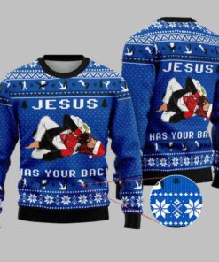 Jesus Has Your Back Jiu Jitsu Ugly Christmas Sweater
