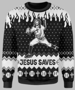Jesus Save The Baseball Ugly Christmas Sweater