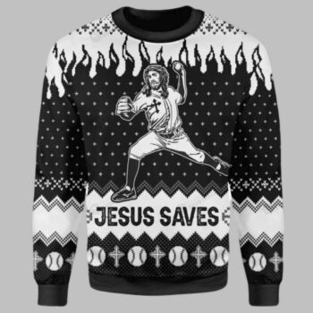 Jesus Save The Baseball Ugly Christmas Sweater