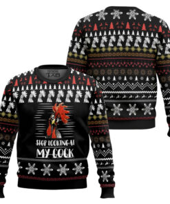 Stop Looking At My Cock Ugly Christmas Sweater