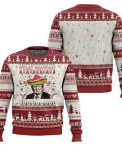 Funny Mexico Xmas Trump Ugly Christmas Sweater Feliz Navidad Mexican Sombrero Santa TS09
