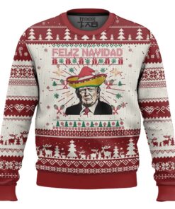 Funny Mexico Xmas Trump Ugly Christmas Sweater Feliz Navidad Mexican Sombrero Santa TS09
