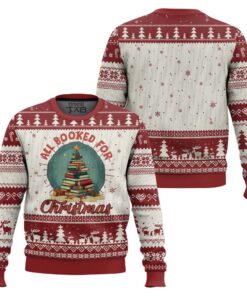 Xmas Book Lover Ugly Christmas Sweater All Booked For Christmas Tree Bookaholic TS09
