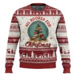 Xmas Book Lover Ugly Christmas Sweater All Booked For Christmas Tree Bookaholic TS09