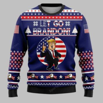 Let Go Brandon FJB Trump Eagle Ugly Christmas Sweater