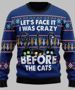 Let's Crazy Black Cat Mom Family Ugly Christmas Sweater