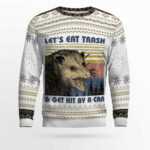 Let’s Eat Trash & Get Hit By A Car Opossum Ugly Christmas Sweater Type 2