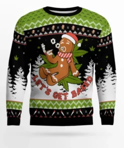Let’s Get Baked 420 Marijuana Christmas Ugly Sweater
