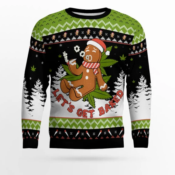 Let’s Get Baked 420 Marijuana Christmas Ugly Sweater Let’s Get Baked 420 Marijuana Christmas Ugly Sweater