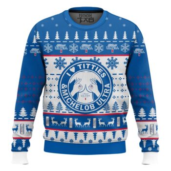 I Love Titties And Michelob Ultra Ugly Christmas Sweater
