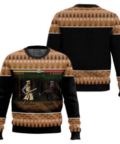 Arthur vs Black Knight Pixel Monty Python Christmas Sweater