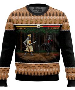 Arthur vs Black Knight Pixel Monty Python Christmas Sweater