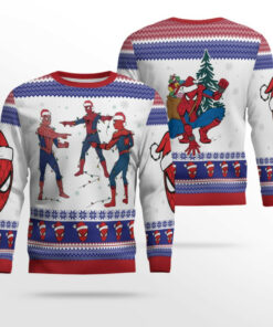 Meme Spiderman Santa Hat Ugly Christmas Sweater