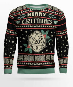 Merry Critmas Dungeons & Dragons Ugly Sweater 1 Merry Critmas Dungeons & Dragons Ugly Sweater