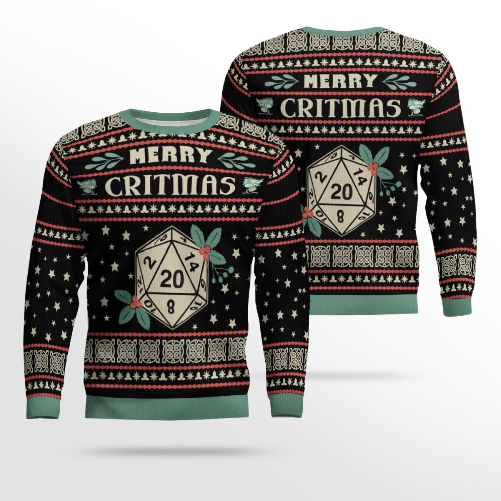 Merry Critmas Dungeons & Dragons Ugly Sweater Merry Critmas Dungeons & Dragons Ugly Sweater