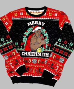 Mike Tyson Merry Chrithmith Kith My Ath Christmas Knitted Ugly Christmas Sweater