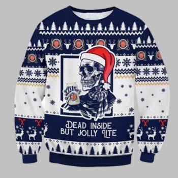 Miller Lite Dead Inside Ugly Christmas Sweater