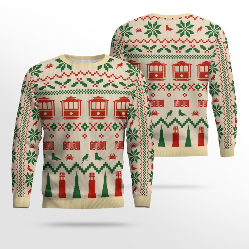 Muni Icons of San Francisco Holiday Christmas Ugly Sweater