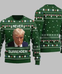 Never Surrender Trump Ugly Christmas Sweater