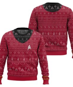 3D S.T The Original Series 1966 1969 Red Ugly Christmas Ugly Sweater