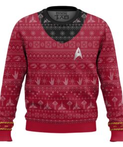 3D S.T The Original Series 1966 1969 Red Ugly Christmas Ugly Sweater