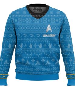 3D S.T The Original Series 1966 1969 Blue Ugly Christmas Custom Name Ugly Sweater