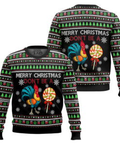 Merry Christmas Cock Print Crewugly Christmas Sweater 2 Merry Christmas Cock Print Crewugly Christmas Sweater