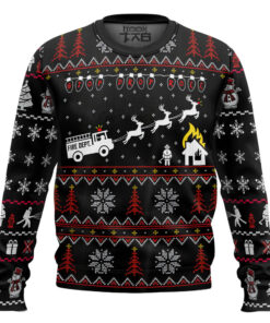 3D Firefighter FIRE DEPT Ugly Christmas Sweater Sweatshirt Apparel