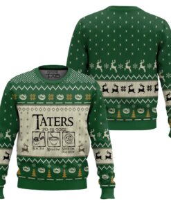 LOTR Funny Christmas Taters Potatoes Green Ugly Christmas Sweater 2 LOTR Funny Christmas Taters Potatoes Green Ugly Christmas Sweater