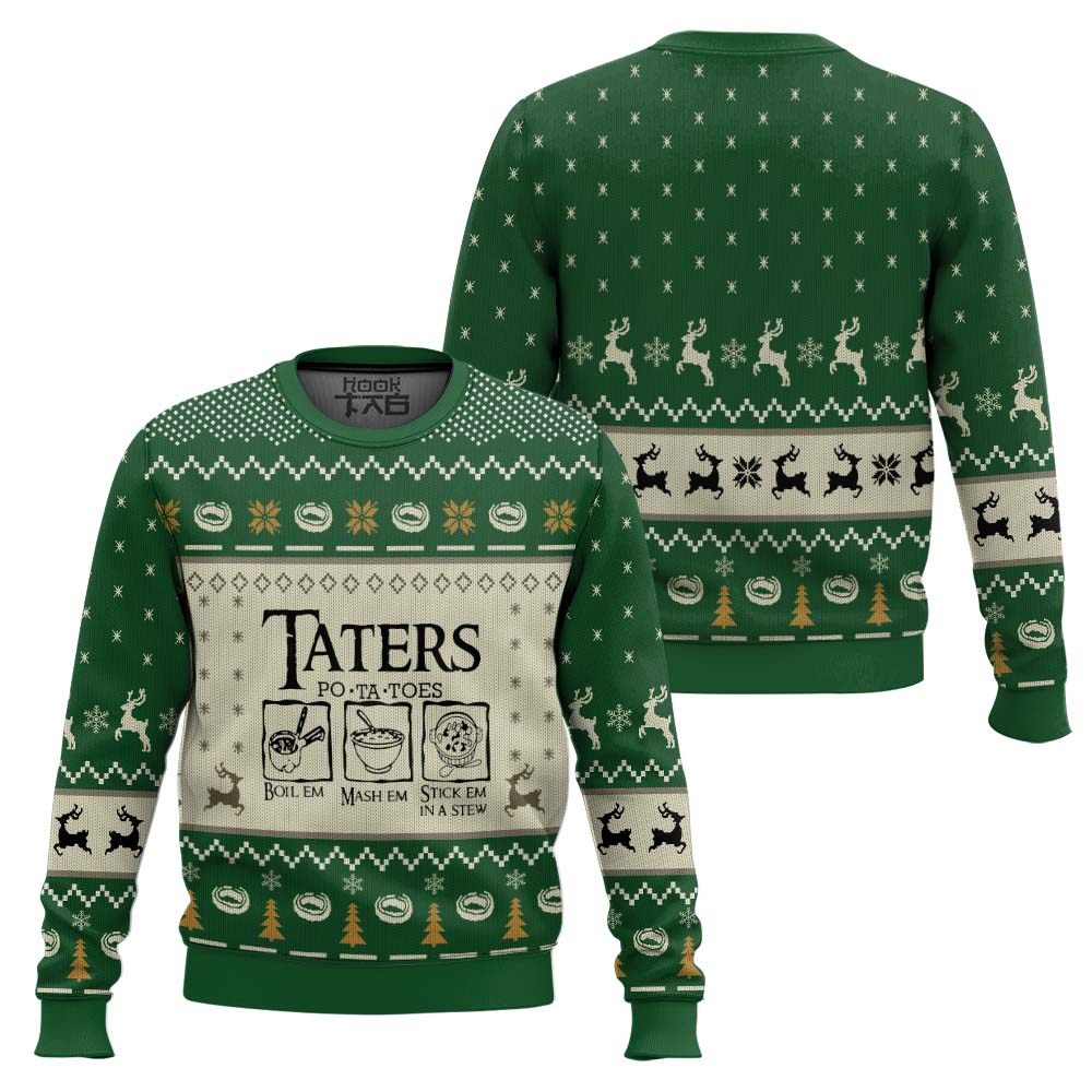 P8439750754468mk1.jpg LOTR Funny Christmas Taters Potatoes Green Ugly Christmas Sweater