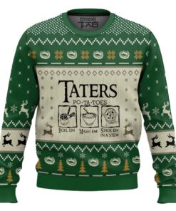 LOTR Funny Christmas Taters Potatoes Green Ugly Christmas Sweater