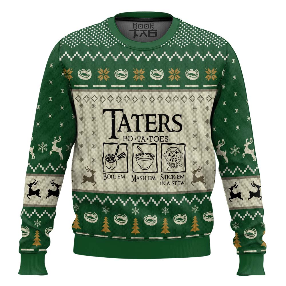 P8439750754468mk2.jpg LOTR Funny Christmas Taters Potatoes Green Ugly Christmas Sweater