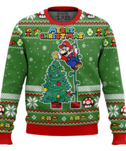 Super Mario Christmas Tree Ugly Sweater