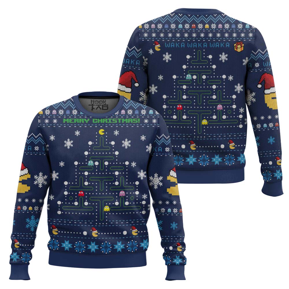 PML0908240050mk1.jpg Christmas Tree Pac-Man Christmas Sweater