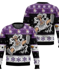 Luffy Gear 5 Sun God Nika OP Pirates Ugly Christmas Sweater 2 Luffy Gear 5 Sun God Nika OP Pirates Ugly Christmas Sweater