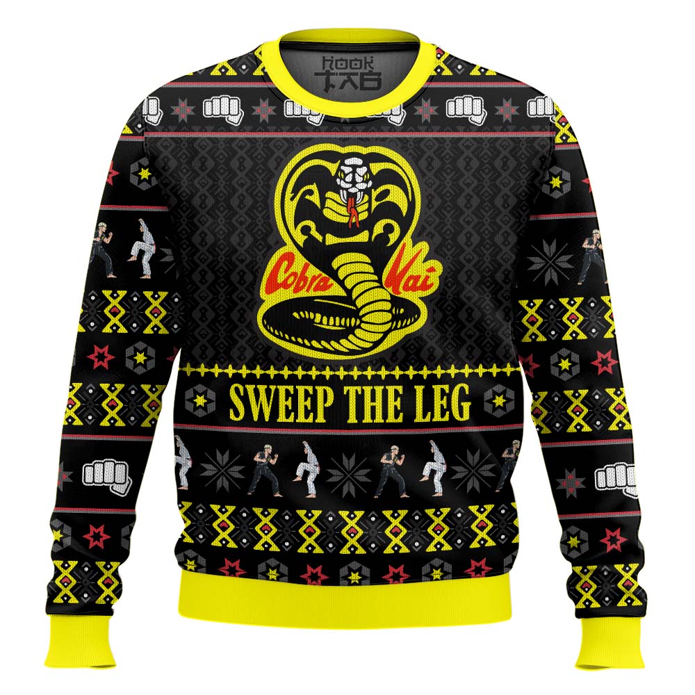 Cobra Kai Sweep The Leg Karate Kid Ugly Christmas Sweater 3 Cobra Kai Sweep The Leg Karate Kid Ugly Christmas Sweater