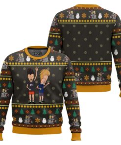 Beavis and Butthead Rock On Ugly Christmas Sweater 2 Beavis and Butthead Rock On Ugly Christmas Sweater