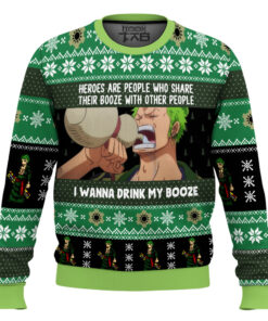 I Wanna Drink My Booze Zoro OP Pirates Ugly Christmas Sweater