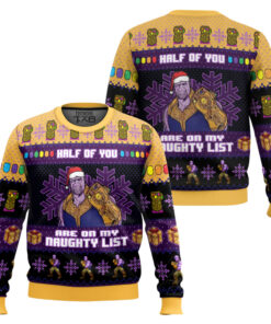 Half of You Are On The Naughty List Thanos Marvel Ugly Christmas Sweater