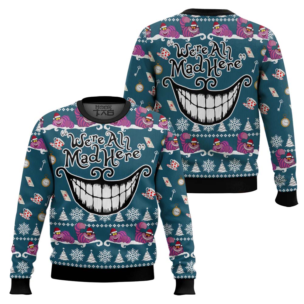 PML0908240755mk1-1.jpg We're All Mad Here Alice in Wonderland Ugly Christmas Sweater