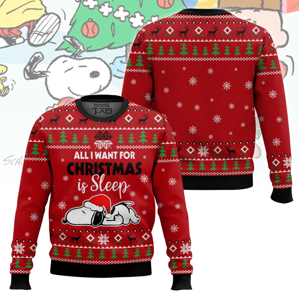 PML240924VKH1RED_mk5.jpg All I want for Christmas is Sleep Snoopy - Snoopy Ugly Sweater