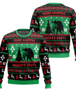 Naughty Brats Krampus Xmas Gift For Family Ugly Christmas Sweater