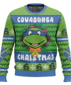 Cowabunga Leonardo Christmas Teenage Mutant Ninja Turtles Ugly Christmas Sweater