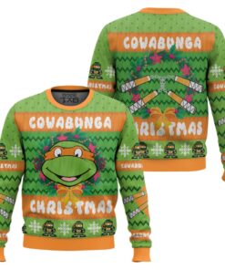 Cowabunga Michaelangelo Christmas Teenage Mutant Ninja Turtles Ugly Christmas Sweater 2 Cowabunga Michaelangelo Christmas Teenage Mutant Ninja Turtles Ugly Christmas Sweater