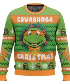 Cowabunga Michaelangelo Christmas Teenage Mutant Ninja Turtles Ugly Christmas Sweater