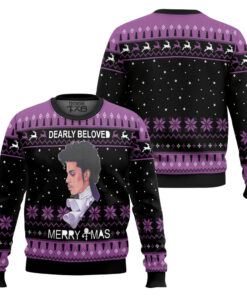 Prince Dearly Beloved Merry Christmas Black Purple Ugly Christmas Sweater Christmas Gift