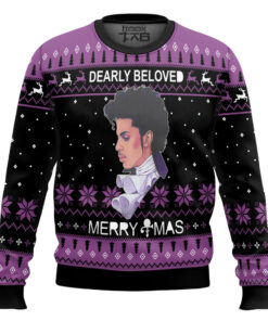 Prince Dearly Beloved Merry Christmas Black Purple Ugly Christmas Sweater Christmas Gift