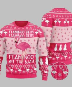 Pink Flamingo All The Way Ugly Christmas Sweater
